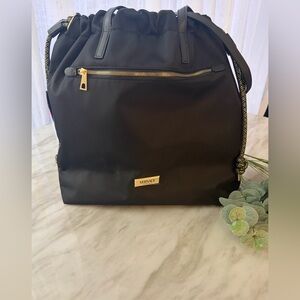 Versace Black Nylon Drawstring Backpack